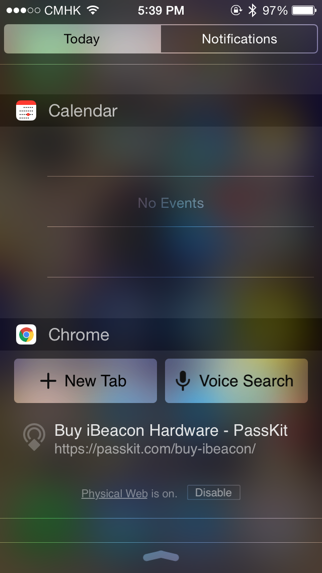 Eddystone-URL sends a URL directly to the users notification center