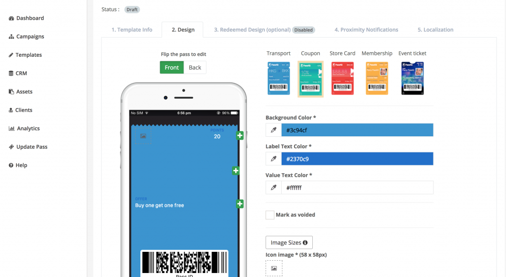 Digital coupon designer- Passkit