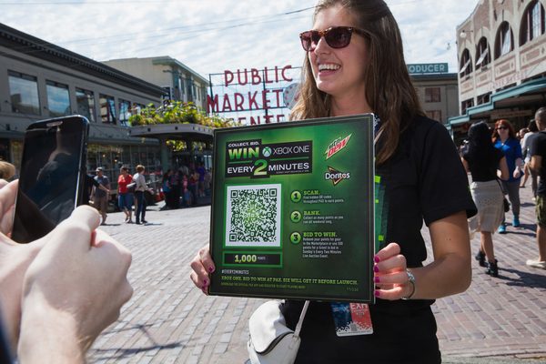 QR codes like this allow for promotional materials to become interactive and engaging. 