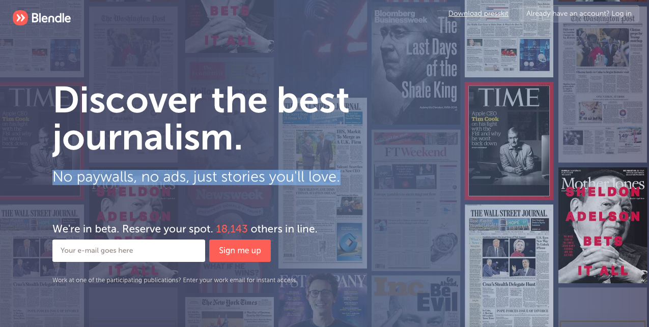 Blendle's beta seems to be doing good with a waiting list that size. Marketing